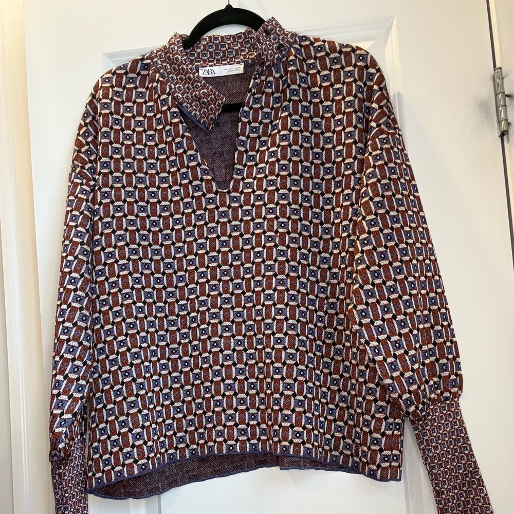 Zara Multicolor Geometric Blouse